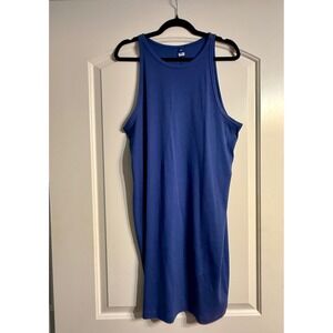 Old Navy Tank Dress XXL Blue Ribbed Racerback Mini High Neck Summer Casual